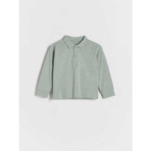 Reserved bombažna polo majica z dolgimi rokavi - zelena Cene