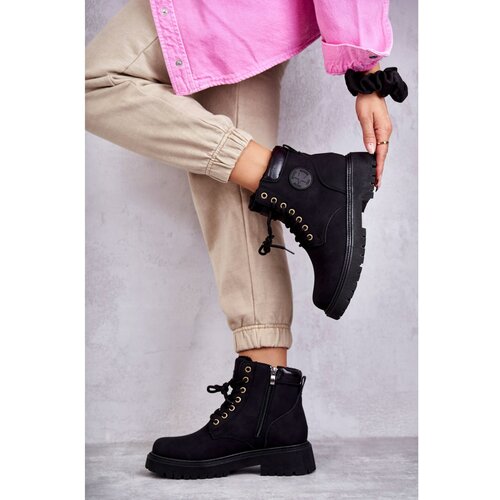 Kesi Leather Warm Boots Black Felizia Trappers Slike