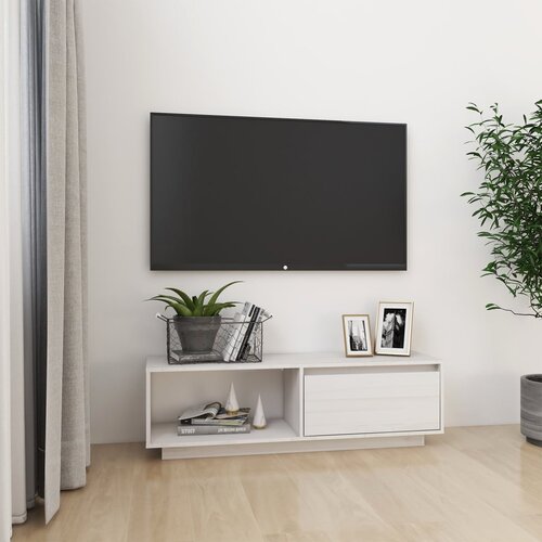 vidaXL TV omarica bela 110x30x33,5 cm trdna borovina Cene
