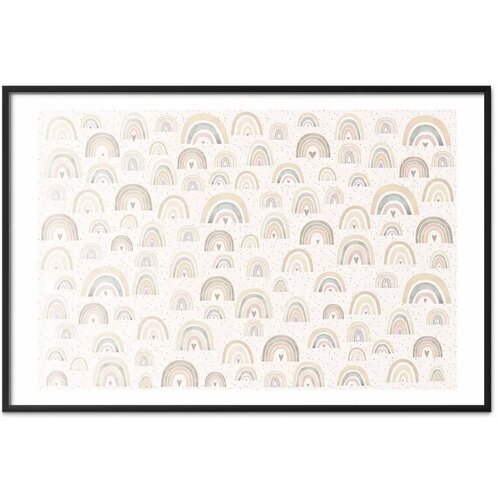  Plakat - Rainbows and Hearts 60x40 Crni okvir s margom Slike
