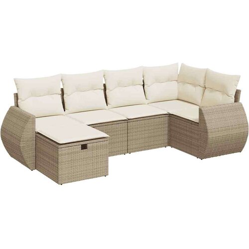 VidaXL 6-dijelni set vrtnih sofa s jastucima bež od poliratana Slike