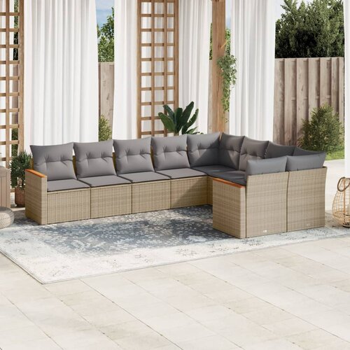 vidaXL 9-dijelni set vrtnih sofa s jastucima bež od poliratana Cijene