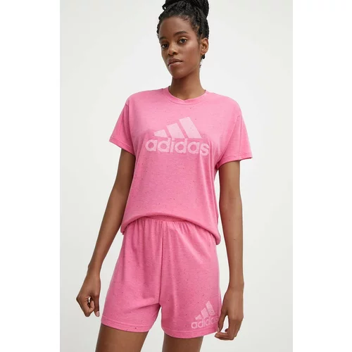 Adidas Kratke hlače za žene, boja: ružičasta, s uzorkom, visoki struk, IS3903
