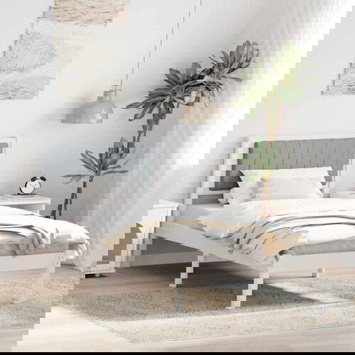 vidaXL Posteljni okvir z oblazinjenim vzglavjem Svetlo siva Cene