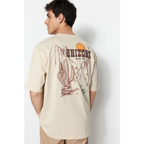 Trendyol T-Shirt - Beige - Oversize Slike
