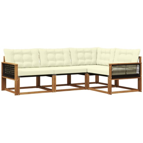 vidaXL Zunanja garnitura za sedenje z blazino 4 pcs Naravna in smetana, (5000272856) Cene