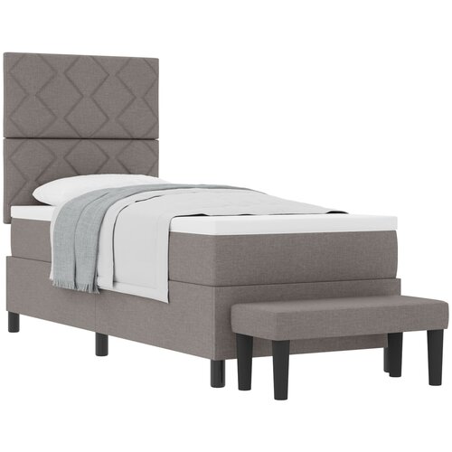 vidaXL Postelja s škatlastim vzmetenjem z vzmetnico in klopjo Taupe 80x200 cm Tkanina, (22082984) Cene