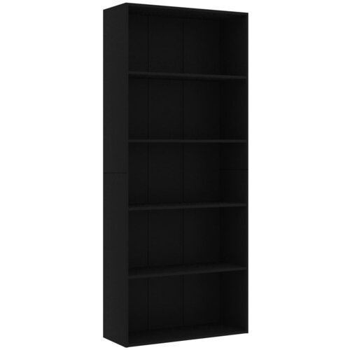 Maison Chic Knjižna omara - Knjižni regal 5-nadstropna črna 80x30x189 cm iverna plo&amp;scaron;ča, (21725236) Slike
