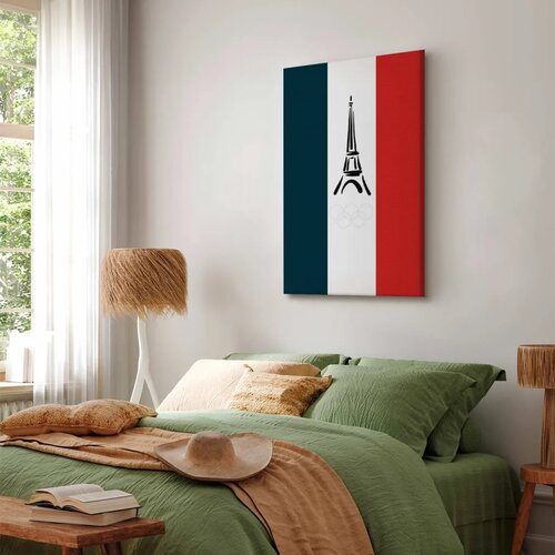  Slika - French Flag With Graphic Eiffel Tower 20x30 Na talijanskom platnu Cene