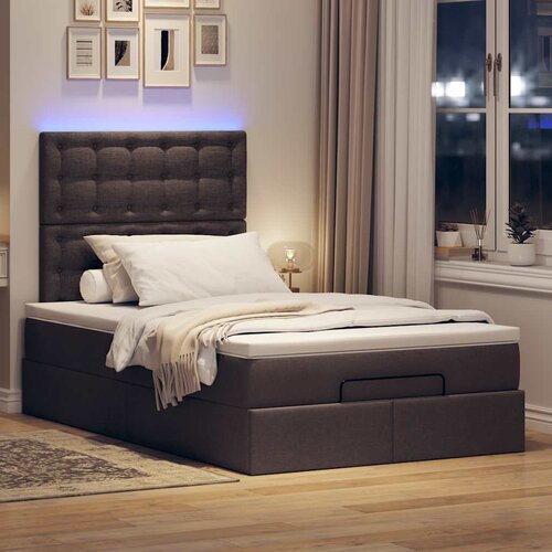 vidaXL Otomanski posteljni okvir z vzmetnico rjav 120x200 cm blago Cene