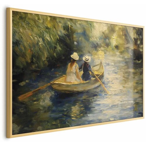  Plakat Boat crossing - painting of two women sailing a boat on a river 42x29.7 Zlatni okvir Cijene