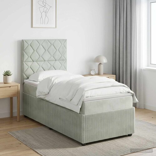  Boxspring krevet s madracem Svjetlosiva 100 x 200 cm Bar&scaron;un Cijene