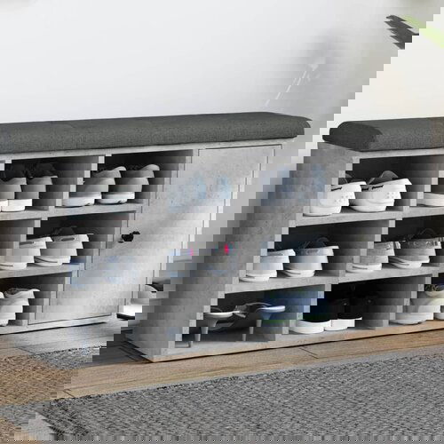 vidaXL Klop za čevlje betonsko siva 102x32x50 cm inženirski les Cene