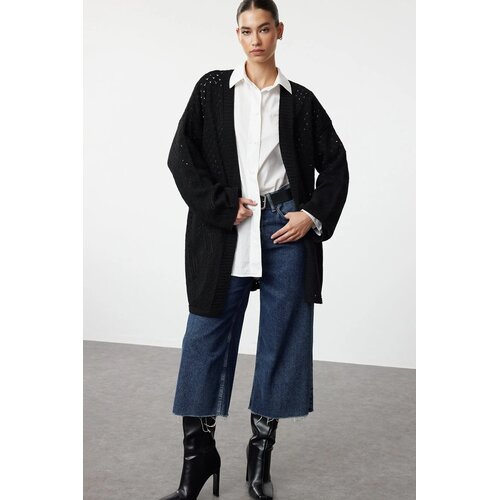 TRENDYOLMILLA ženski kardigan model Twoaw24Hi00331, crna-crna Slike