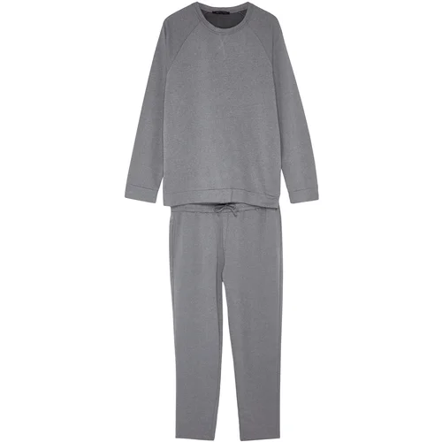 Trendyol Men's Dark Gray Regular Fit Knitted Pajamas Set.