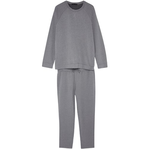 Trendyol Men's Dark Gray Regular Fit Knitted Pajamas Set. Slike