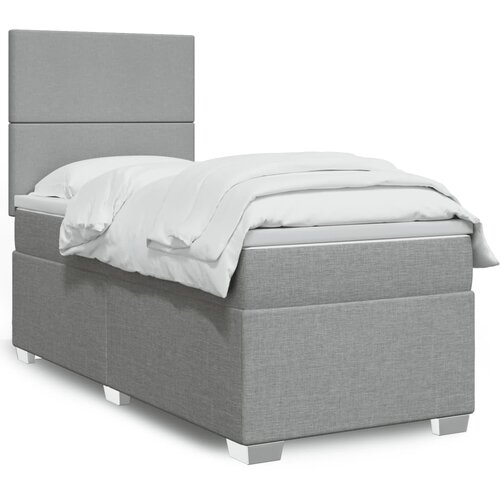 The Living Store Box spring postelja z vzmetnico svetlo siva 90x200 cm blago - Box Spring Postelja, (21427643) Slike