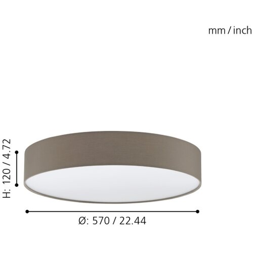Eglo Romao 3 plafonjera/1, led, 40w, prečnik 570, sa daljinskim, dimabilna, sivo/bela Slike