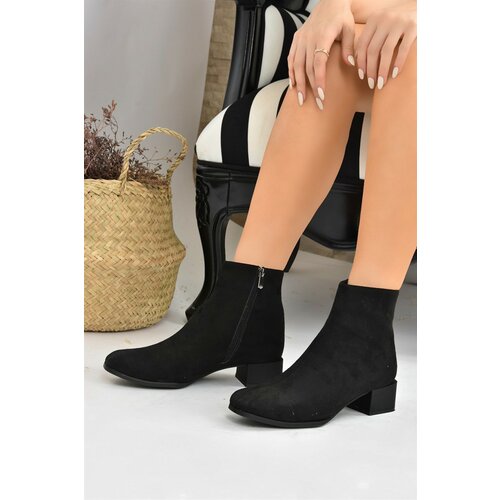 Fox Shoes Women's Black/Black Suede Short Heeled Boots Slike