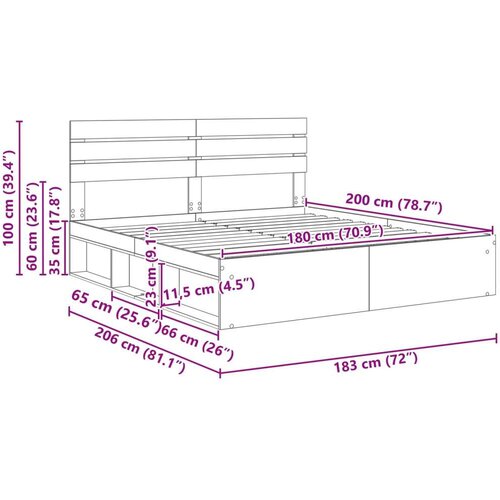  Okvir za krevet s uzglavljem Siva Sonoma 180 x 200 cm Slike