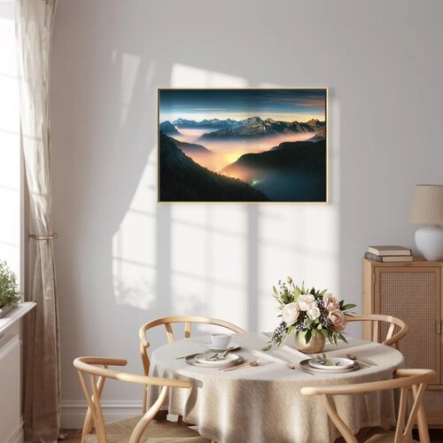  Slika - Mountain Breath (1 Part) Wide - Second Variant 60x40 U prirodnom drvenom okviru Slike