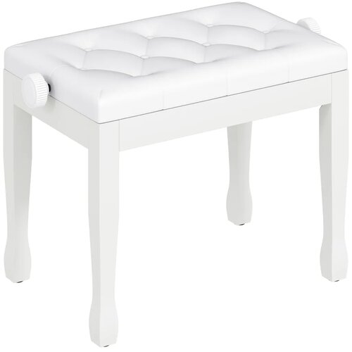  Klavirska stolica/klupa s podesivom visinom i jastukom od umjetne kože za klavir i klavijaturu 64 x 35 x 45-55 cm bijela Slike