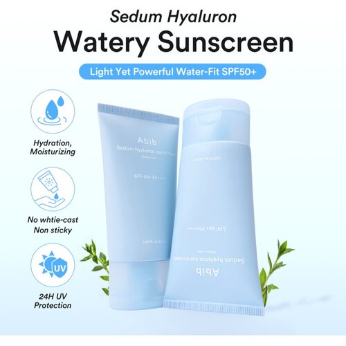 Abib Sedum Hyaluron Watery Tube Sunscreen krema za sončenje za obraz s pomirjajočim učinkom SPF 50+ 50 ml Slike