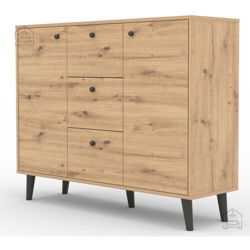 ADRK Furniture Komoda Besa - hrast artisan/črna Slike