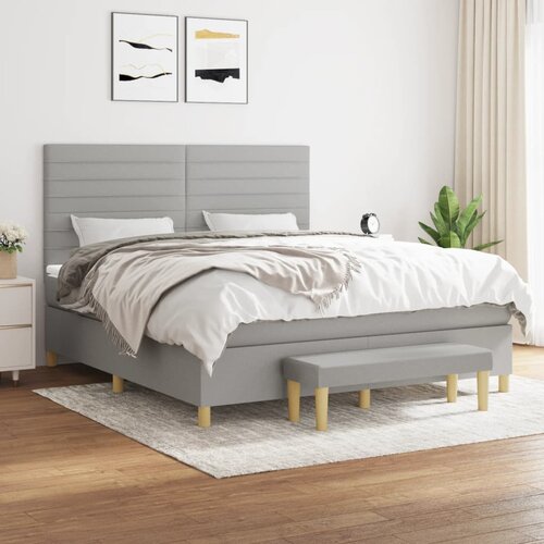 VidaXL Krevet s oprugama i madracem svjetlosivi 180x200 cm od tkanine Slike
