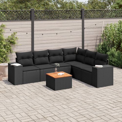 7-dijelni set vrtnih sofa od poliratana s jastucima crni Cijene