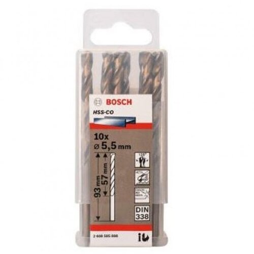 Bosch Burgija za metal HSS-Co, DIN 338 - 5,5 x 57 x 93 mm (pakovanje od 10 komada) Cene
