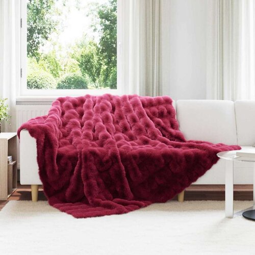  Lažni zec deka Bordeaux Crvena 220 x 240 cm Poliester Cene