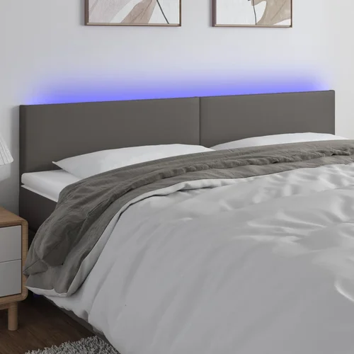 Led uzglavlje sivo 200 x 5 x 78/88 cm od umjetne kože