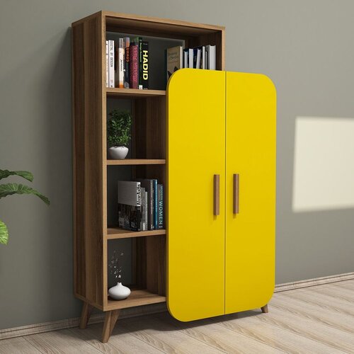 Hanah home Polica za knjige, Form - Walnut, Yellow Cijene