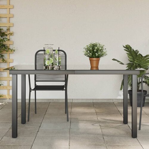 vidaXL vrtna miza črna 150x90x74 cm aluminij in steklo Cene