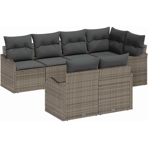  Sjedeća garnitura za vrt 7 kom. Siva Poli ratan 232.5 x 122.5 x 85 cm Slike