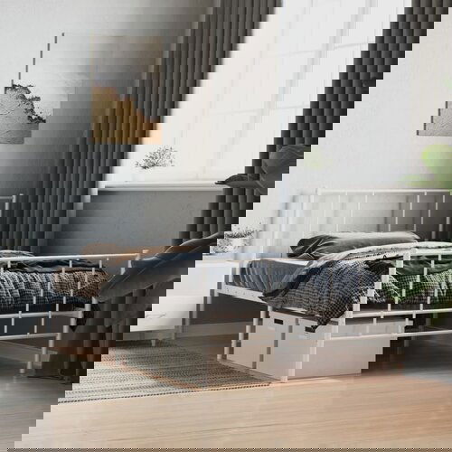 VidaXL Metalni okvir kreveta uzglavlje i podnožje bijeli 75x190 cm Slike