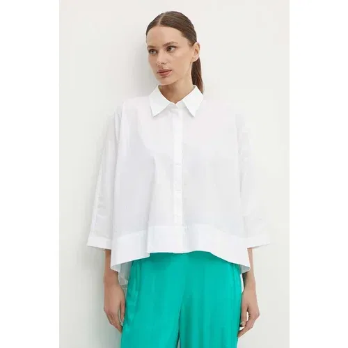 Sisley Pamučna košulja za žene, boja: bijela, regular, s klasičnim ovratnikom