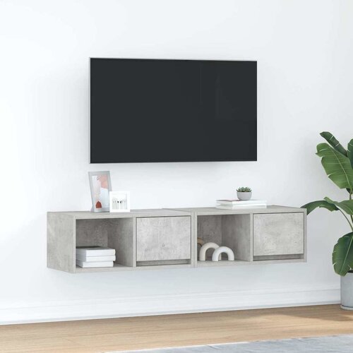VidaXL TV omarica 2 kosa betonsko siva 60x31x25,5 cm inženirski les Slike