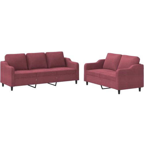 VidaXL Sedežna garnitura 2-delna z blazinami vinsko rdeče blago, (20921563) Slike