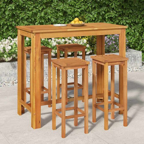  5-dijelni vrtni barski set od masivnog bagremovog drva Smeđa 120 cm table length Cene