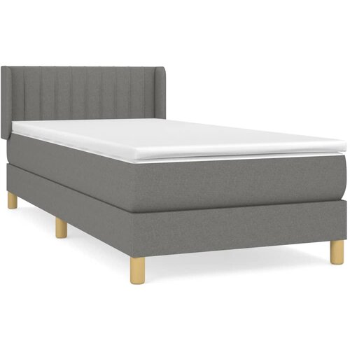 VidaXL Box spring postelja z vzmetnico temno siva 90x200 cm blago, (20725519) Slike