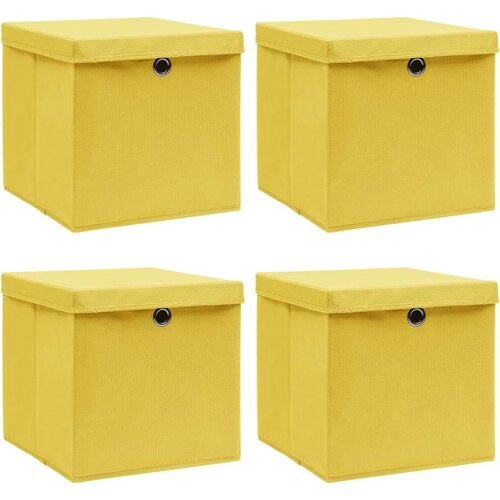 vidaXL Kutije za pohranu s poklopcima 4 kom žute 32x32x32 cm tkanina Cijene