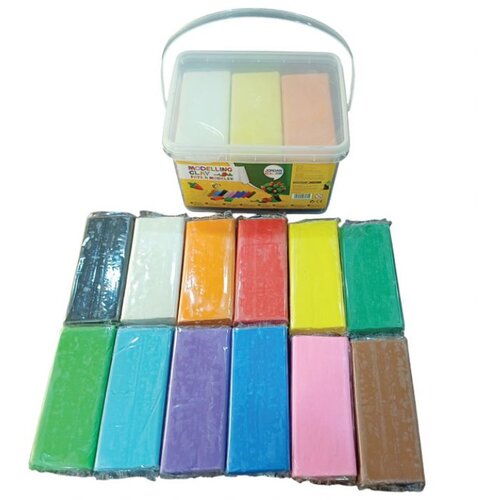  PLASTELIN 12BOJA X 200 G U PLASTIČNOJ KANTICI (2400 G) MC2400S12P Slike