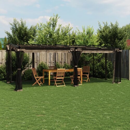 VidaXL Paviljon z mrežastimi stenami taupe 6x3 m jeklo Slike
