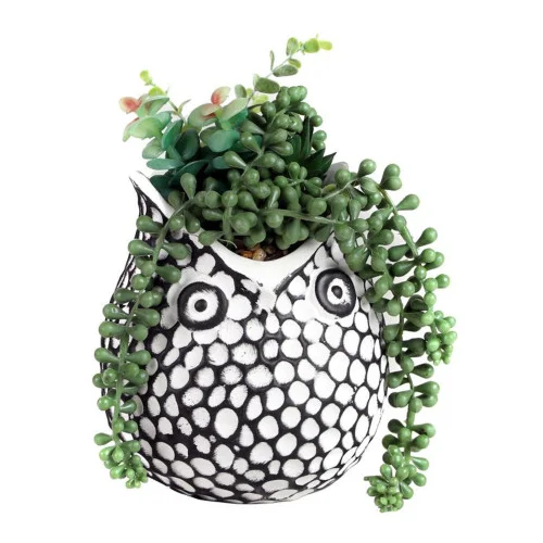 NATURAL LIVING Saksija ukrasna stone 13cm Hibou Diam 54684