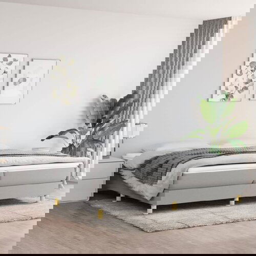 The Living Store Posteljni okvir svetlo siv 200x200 cm blago - Box Spring Posteljni Okvir, (21517971) Slike
