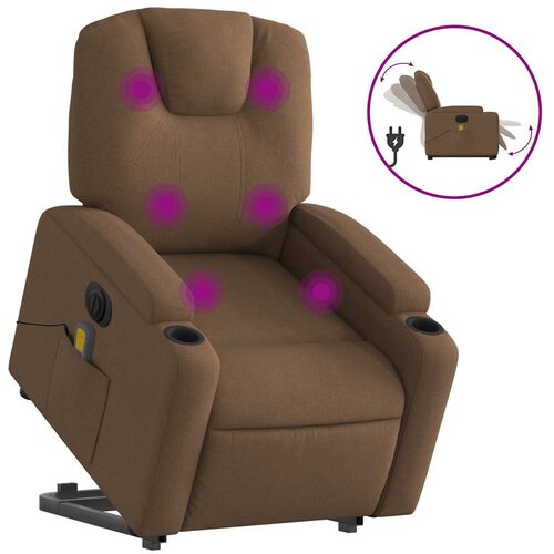 Maison Chic Električni masažni naslanjač - Relax naslanjač s funkcijo vstajanja rjav, (22042512) Slike