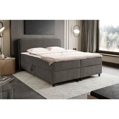MID.YOU POSTELJA Z VZMETNICO 180 cm x 200 cm , les, tekstil siva Slike