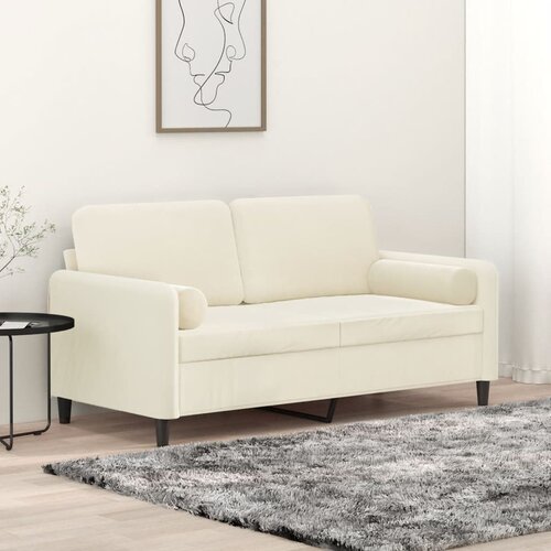 vidaXL kavč dvosed z okrasnimi blazinami krem 140 cm žamet Cene